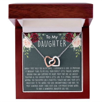 To My Daughter Necklace Gift For Daughter From Mom Sentimental Gift For Birthday Graduation Anniversary Interlocking Hearts Necklace