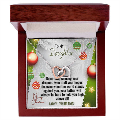 Christmas Necklace From Dad To Daughter Interlocking Hearts Necklace