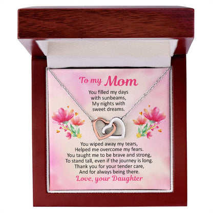 To My Mom - Sunbeams And Sweet Dreams - Necklace Interlocking Hearts Necklace