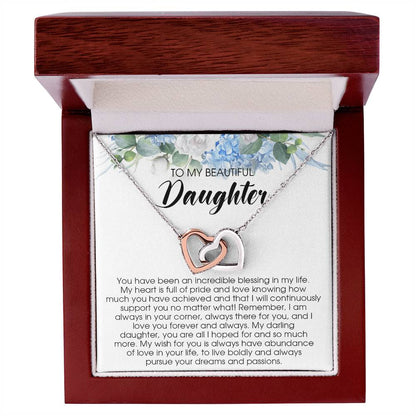 To My Beautiful Daughter Necklace Gift For Daughter From Mom Daughter Necklace Interlocking Hearts Necklace