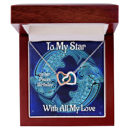 Pisces Necklace Zodiac Pisces Star Sign Gift Zodiac Gift For Women Wife Birthday Gift Interlocking Hearts Necklace
