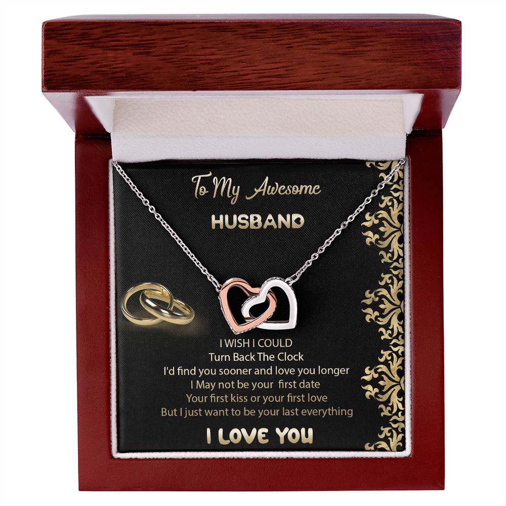 To My Awesome Husband Interlocked Hearts Necklace Interlocking Hearts Necklace