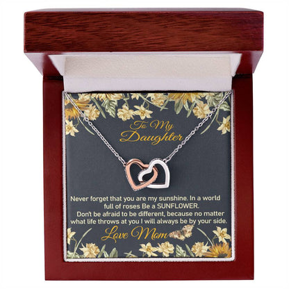 Mom To Daughter Necklace Be A Sunflower Gift Interlocking Hearts Necklace