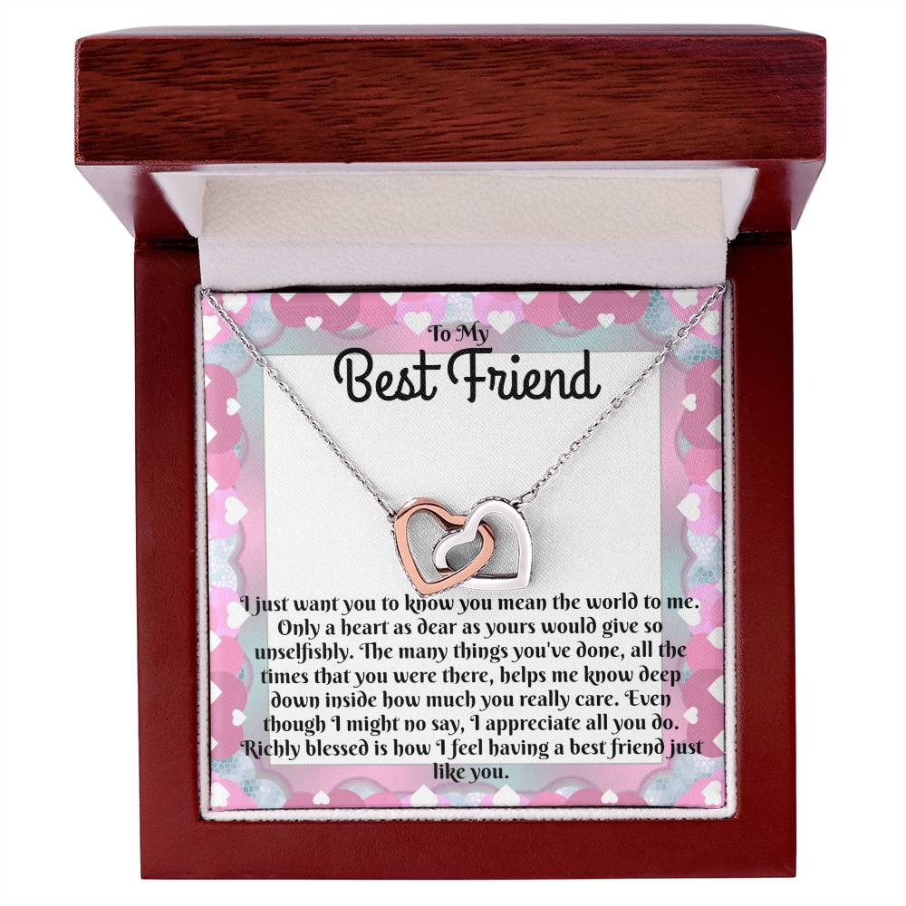 To My Best Friend - Sparkling Interlocking Hearts Necklace