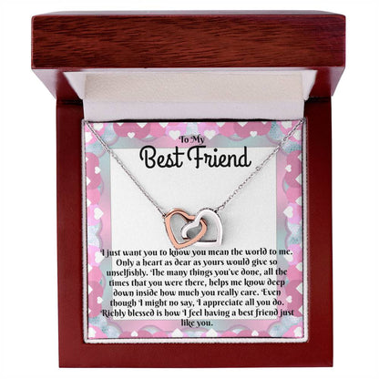 To My Best Friend - Sparkling Interlocking Hearts Necklace