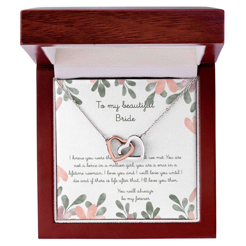 To My Beautiful Bride Interlocking Hearts Necklace
