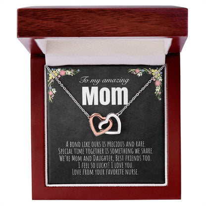 To My Mom - From Your Favorite Nurse Interlocking Hearts Necklace