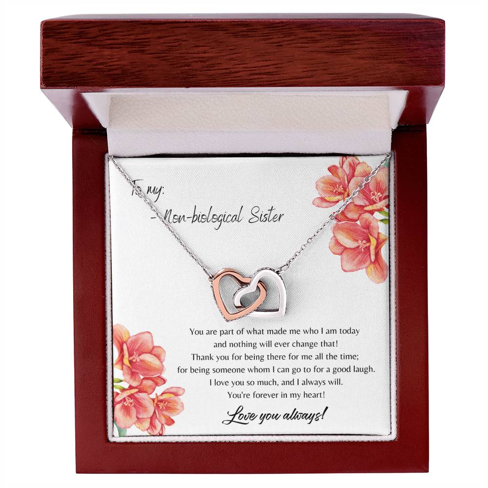 To My Non-Biological Sister Interlocking Hearts Necklace