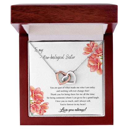 To My Non-Biological Sister Interlocking Hearts Necklace