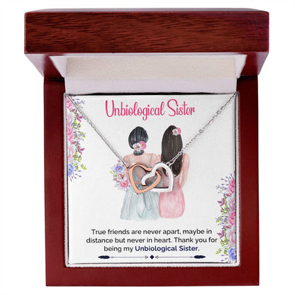 Unbiological Sister Interlocking Hearts Necklace - Best Friend Soul Sister Necklace Bridesmaid Gift