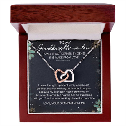 To My Granddaughter-In-Law Interlocking Hearts Necklace Message Card
