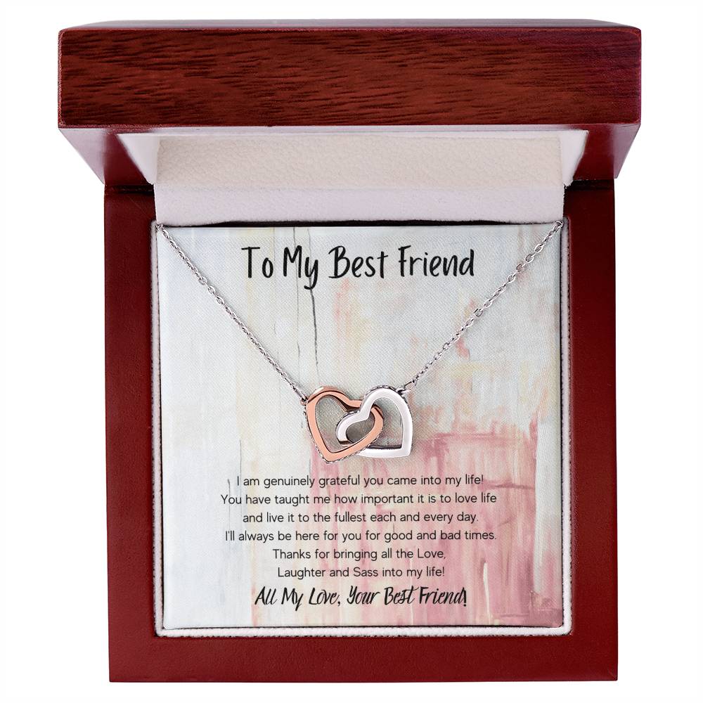 To My Best Friend Interlocking Hearts Necklace