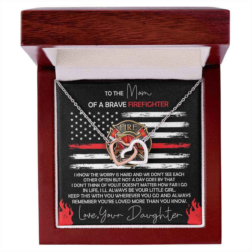 Firefighter Mom Necklace Gift From Daughter Interlocking Hearts Necklace