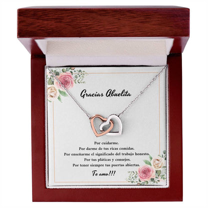 Gracias Abuelita Por Cuidarme Por Darme De Tus Ricas Comidas Interlocking Hearts Necklace