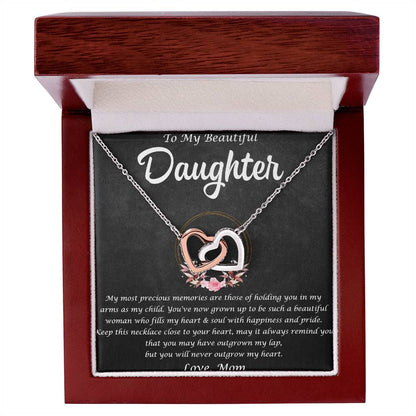 To My Beautiful Daughter Interlocking Hearts Necklace Message Card