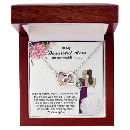 Mom Wedding Gift From Bride Mother - Necklace Interlocking Hearts Necklace