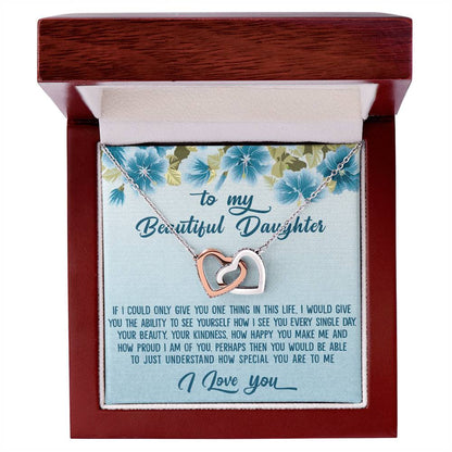 To My Beautiful Daughter Dad To Daughter Gift Interlocking Hearts Necklace
