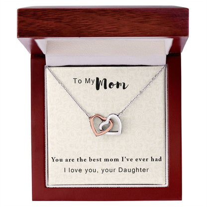 To My Mother - The Best One I'Ve Ever Had - Necklace With Message Card Interlocking Hearts Necklace