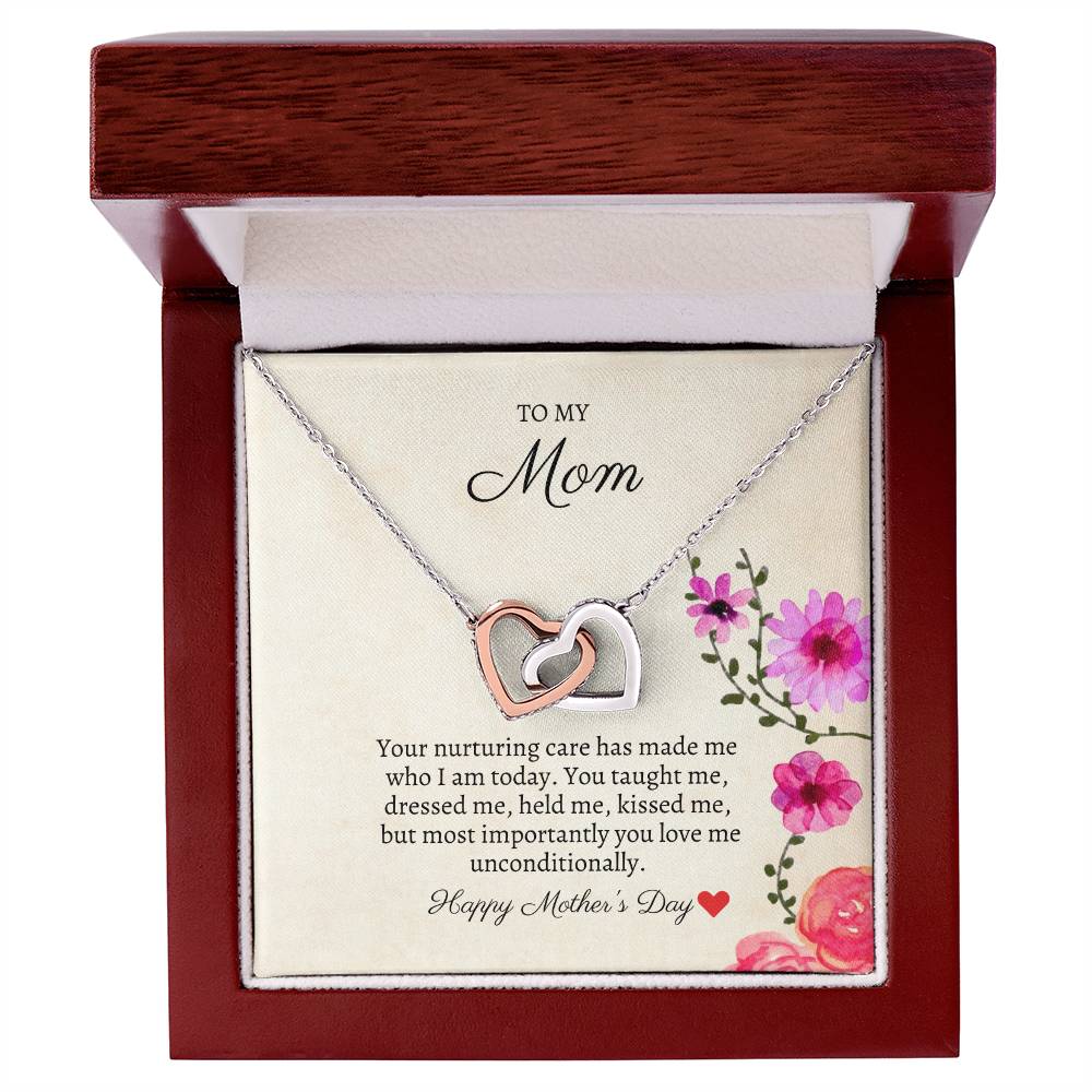 To My Mom - Unconditional Love - Necklace Interlocking Hearts Necklace
