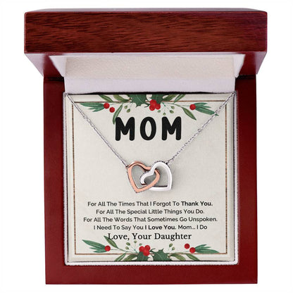 To Mom - I Love You Interlocking Heart Necklace Interlocking Hearts Necklace