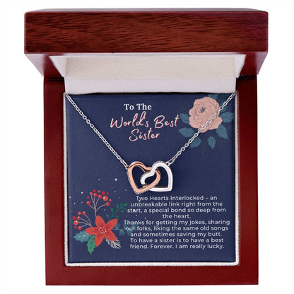 To Have A Sister Is To Have A Forever Best Friend Interlocking Hearts Necklace