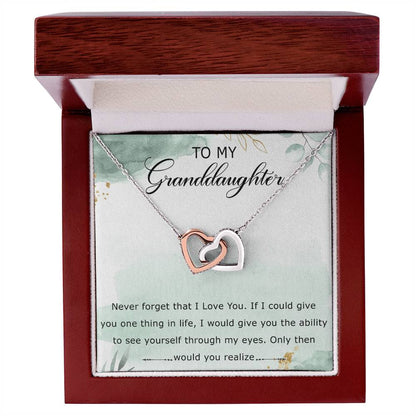 To My Granddaughter Interlocking Hearts Necklace Message Card