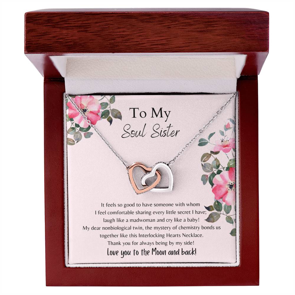To My Soul Sister Interlocking Hearts Necklace