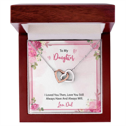 To My Daughter From Dad Interlocking Hearts Necklace