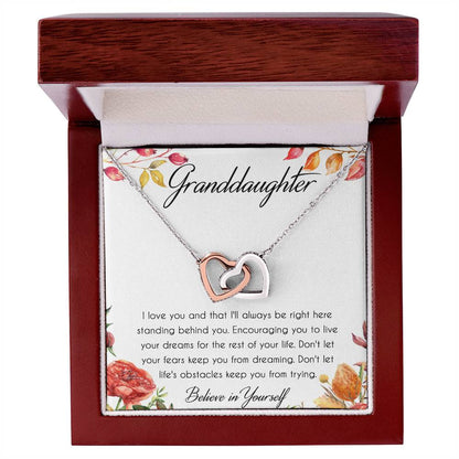 Granddaughter Interlocking Hearts Necklace Message Card