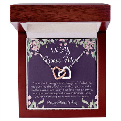 Bonus Mom Necklace Mothers Day Gift Daughterson To Mom Gift Bonus Mom Step Mom Gift Present For Stepmom On Mothers Day Stepped Up Mom Interlocking Hearts Necklace