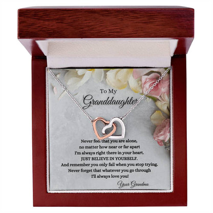 To My Granddaughter Interlocking Hearts Necklace