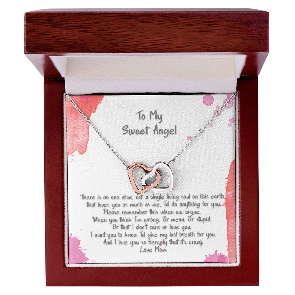 Teen Daughter My Sweet Angel There'S No One Else Hearts Necklace Interlocking Hearts Necklace