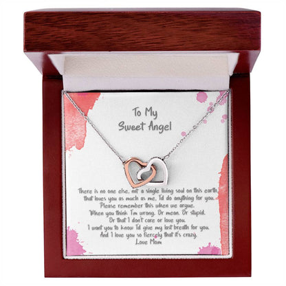 Teen Daughter My Sweet Angel There'S No One Else Hearts Necklace Interlocking Hearts Necklace