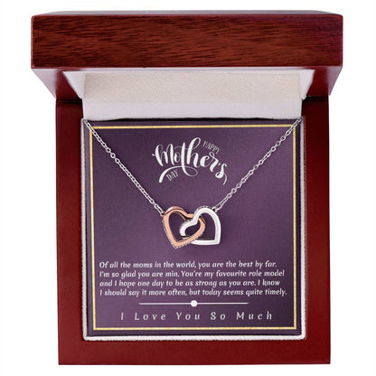 Mother'S Day - I'M So Glad You Are Min Interlocking Hearts Necklace