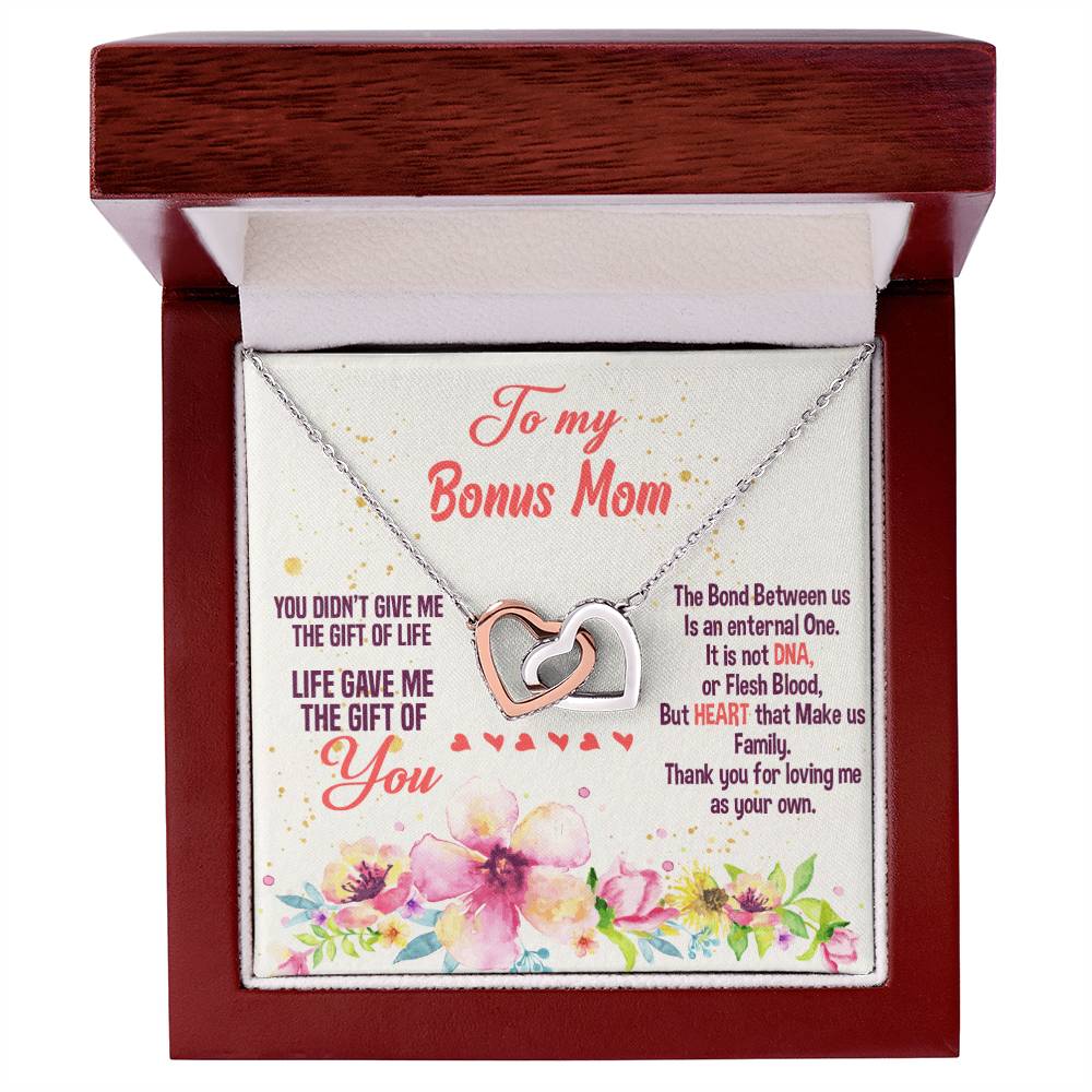 Life Gave Me The Gift Of You - Gift For Bonus Mom Interlocking Hearts Necklace