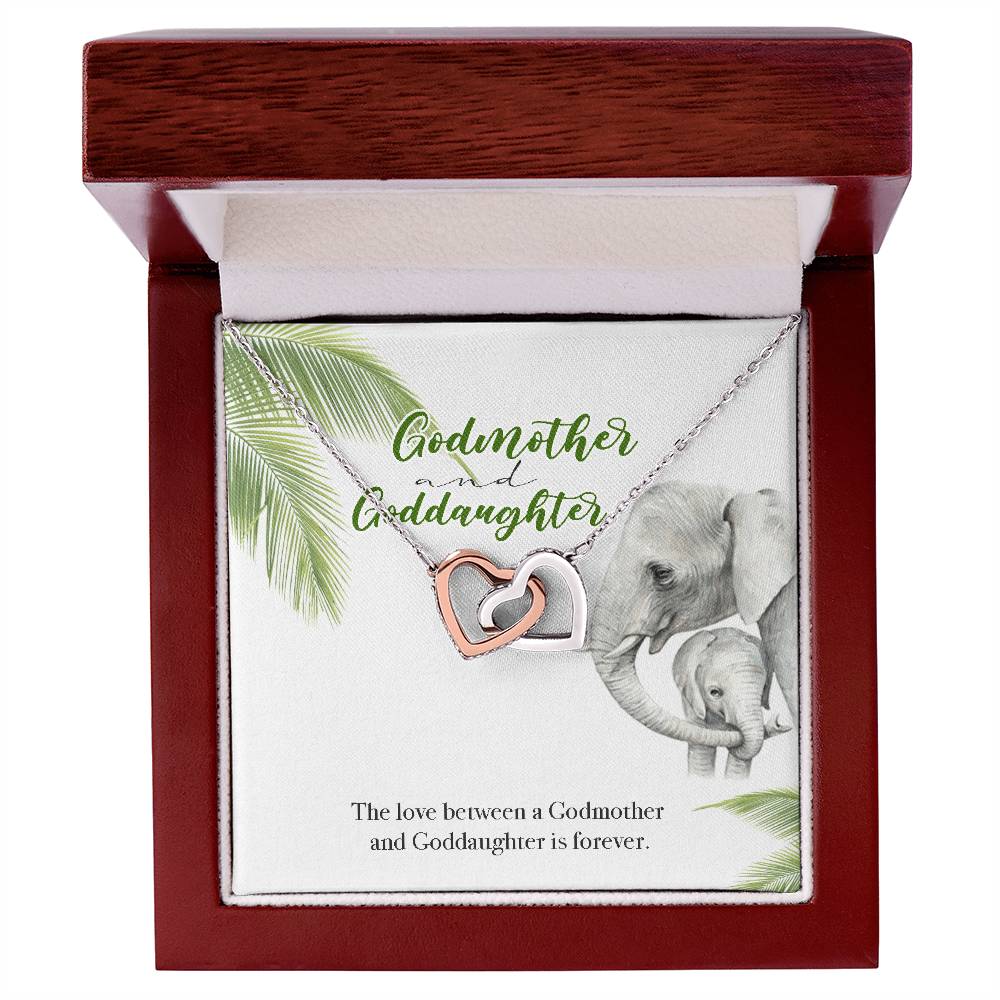 Godmother Goddaughter Gift Necklace Emotional Message Card Interlocking Hearts Necklace
