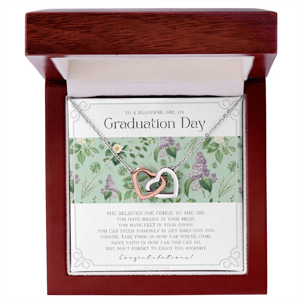 Graduation Gift Necklace For Daughter College Graduation Gift For Her High School Senior Graduation Mba Phd Master Class Of Interlocking Hearts Necklace