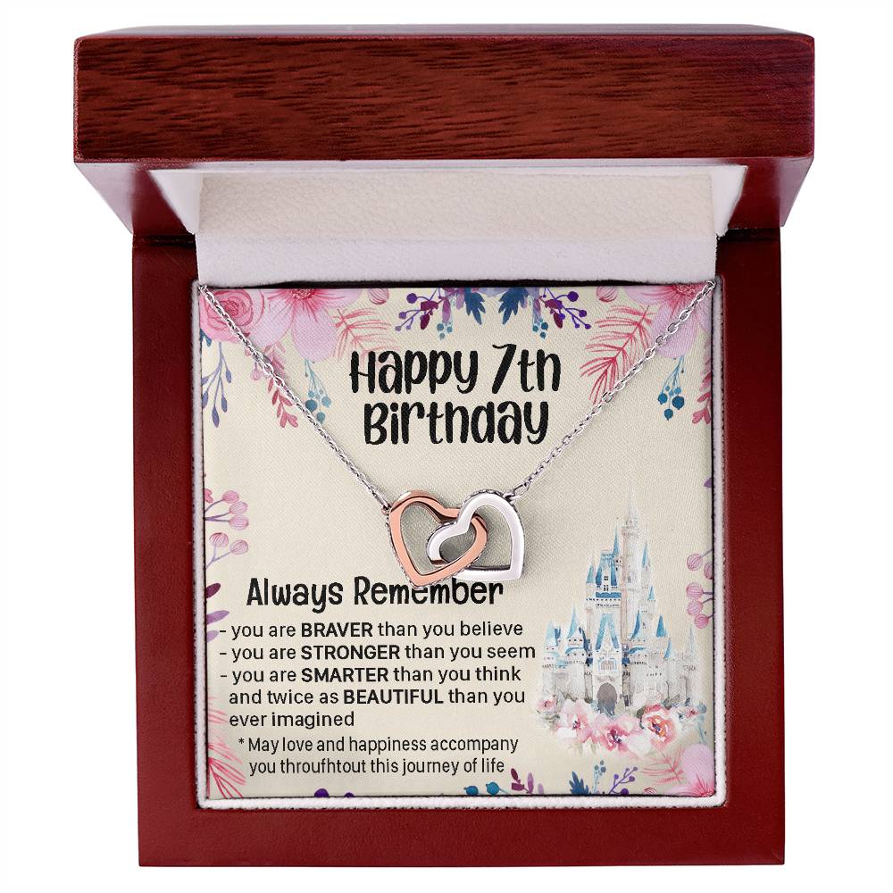Happy 7Th Birthday Gift For Daughter Gift For 7 Years Old Birthday Teen Girl Daughter Necklace Gift Interlocking Hearts Necklace
