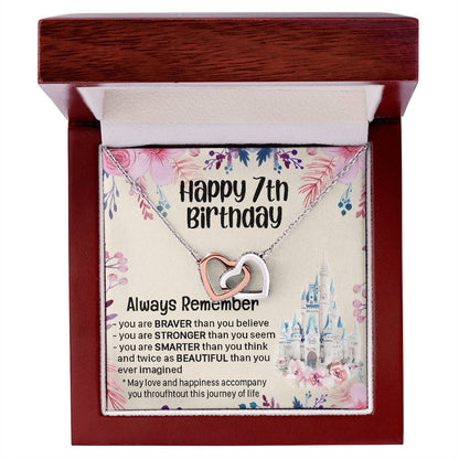 Happy 7Th Birthday Gift For Daughter Gift For 7 Years Old Birthday Teen Girl Daughter Necklace Gift Interlocking Hearts Necklace