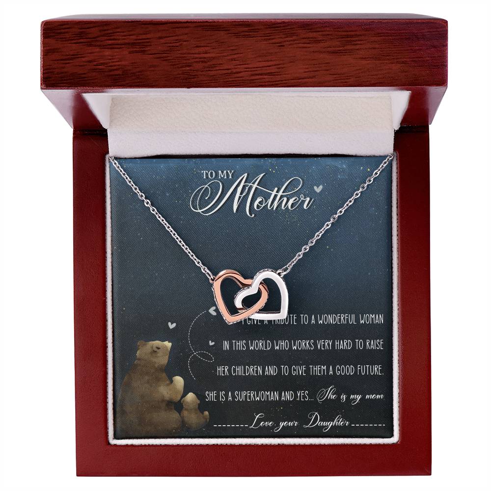 Mother Interlocking Hearts Necklace Message Card