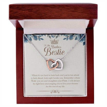 To My Badass Bestie Necklace Gift For Bestfriend Interlocking Hearts Necklace