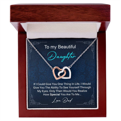Special Gift For Daughter From Dad Interlocking Hearts Necklace