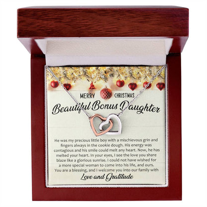 I Welcome You Into Our Fammily Interlocking Hearts Necklace