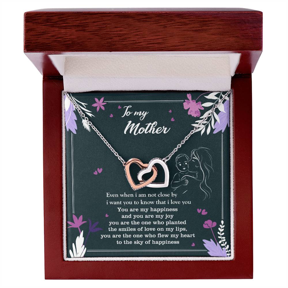 To My Mother - Two Hearts Neckalce Interlocking Hearts Necklace