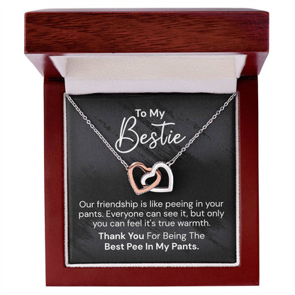 To My Bestie - Our Friendship Is Like Peeing - Interlocked Hearts Necklace Interlocking Hearts Necklace