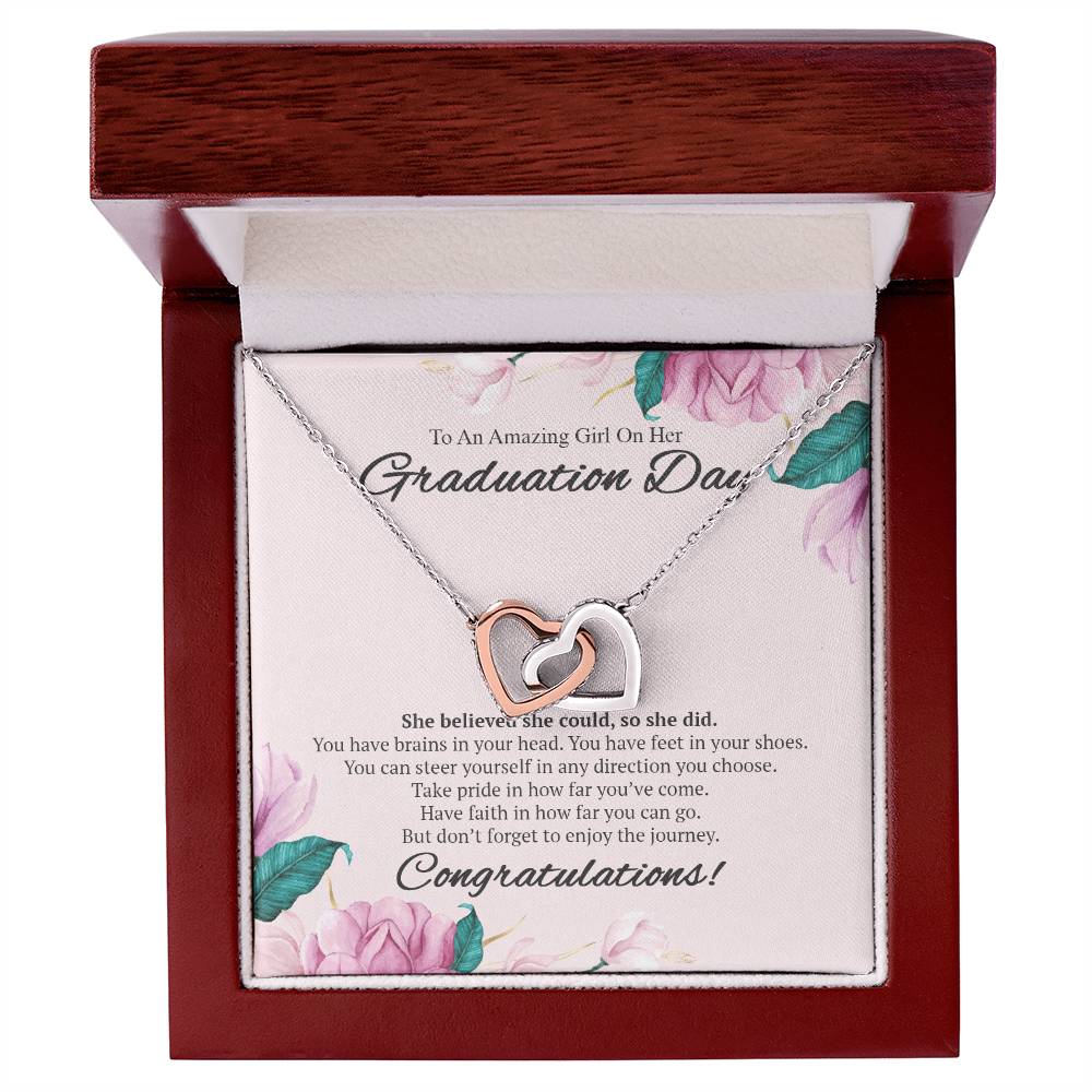 To An Amazing Girl On Her Graduation Day Necklace Interlocking Hearts Necklace
