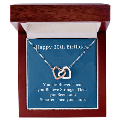 Happy 30Th Birthday Gifts For Girls Or Women Interlocking Hearts Necklace