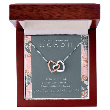 Gymnastics Coach Gift For Women Leaving Gift For Gymnastics Coach To A Truly Amazing Gymnastics Coach Thank You Gift Interlocking Hearts Necklace