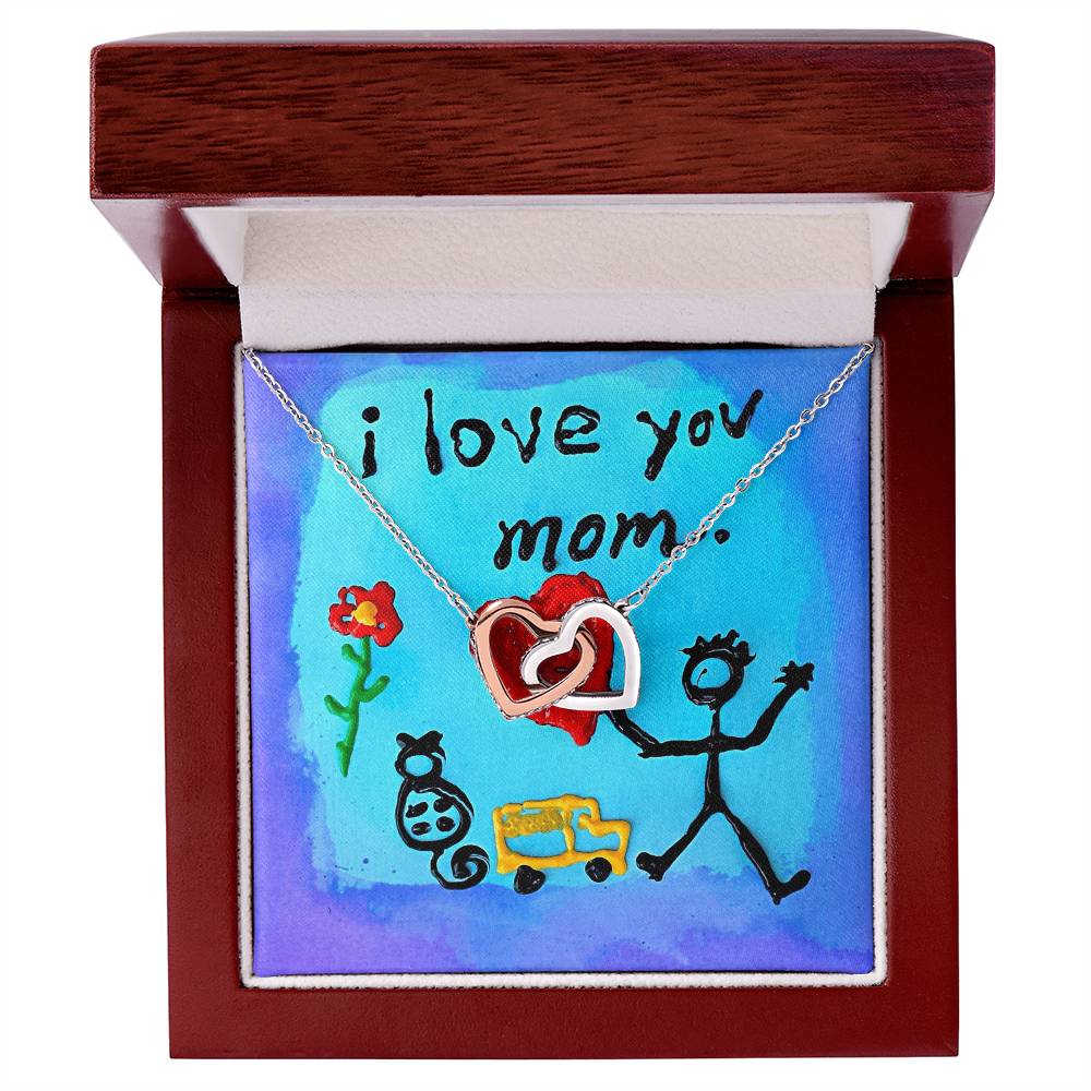 I Love You Mom Necklace - $20 Off Interlocking Hearts Necklace