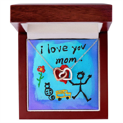 I Love You Mom Necklace - $20 Off Interlocking Hearts Necklace